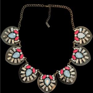Elegant Statement Necklace with Pink, Blue, and Crystal Accents by Baublebar